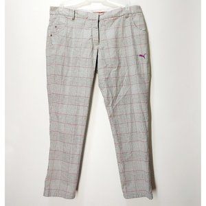 Women's Puma Golf Pants Dassler Sport Lifestyle Pink Gray Plaid Size 14 EUC!!